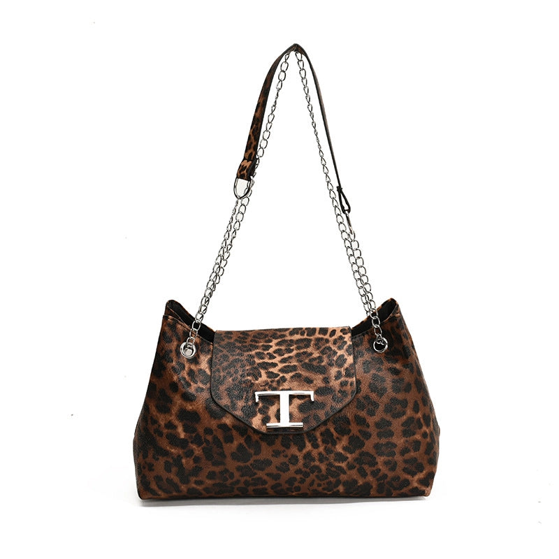 Women’s Pu Leather Leopard Vintage Style Classic Style Square Magnetic Buckle Crossbody Bag