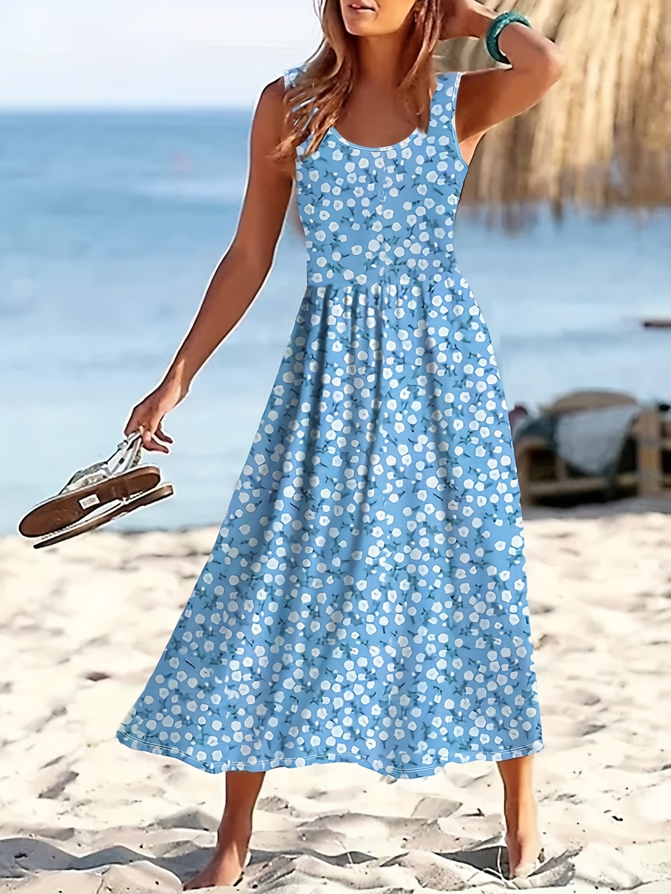 Spring And Summer Floral Print Women's Beach Play Versatile Vacation Dress | IFYHOME