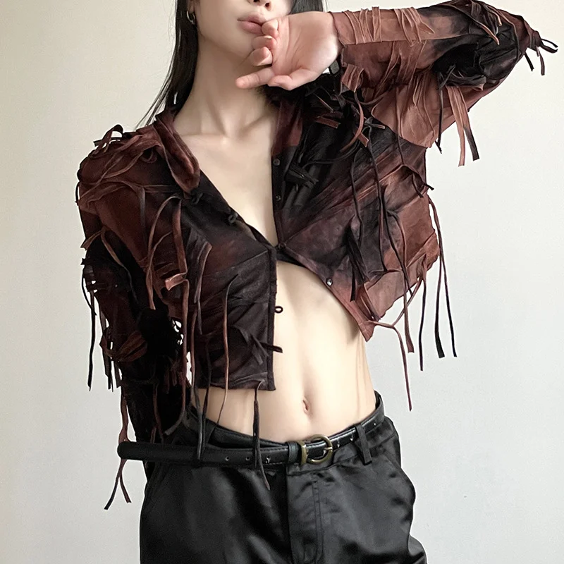 Toloer Toloer New Fall Retro Street Sexy Hot Girl Street Fashion Man Slim Slim Crop Top-Outfit Ideas