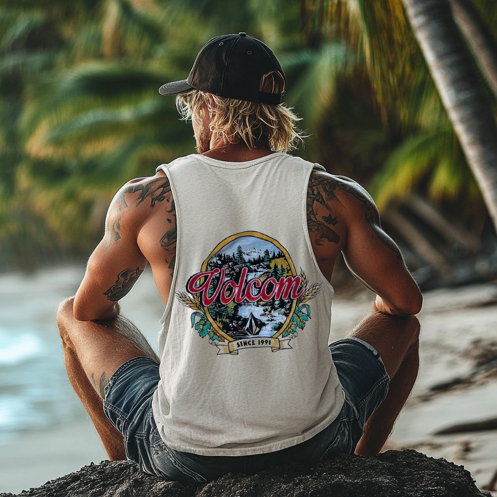 Vintage Unisex Beach Vacation Surf Logo Print Sleeveless Tank Top / TECHWEAR CLUB / Techwear