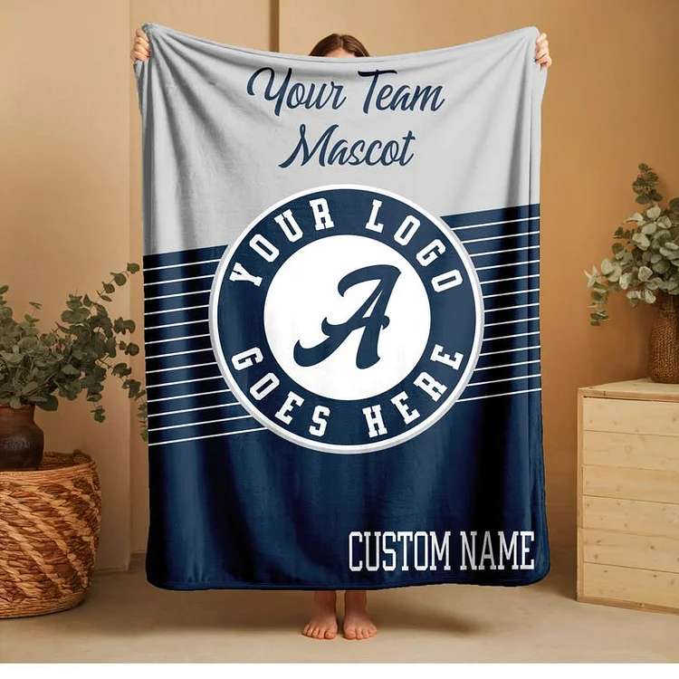 Custom Team Blanket, School Sport Team Logo Personalized Blanket With Name, College Dorm Fleece, Personal Team Gift, Senior Graduation Gift