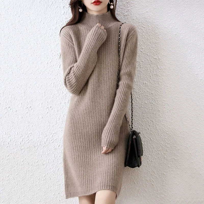 Churchf Churchf Winter Money Small Slim Show Thin Bottom Shirt To Keep Warm Simple Pure Color Shirt Female Half High Collar Long Sweater