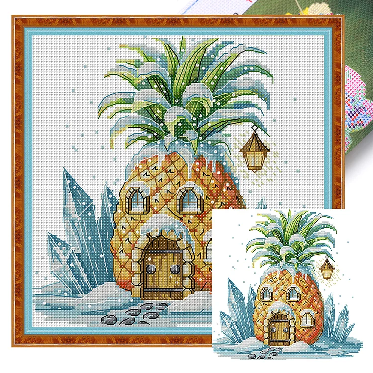 【Joy Sunday Brand】Pineapple Hut (22*22cm) 14CT Stamped Cross Stitch gbfke