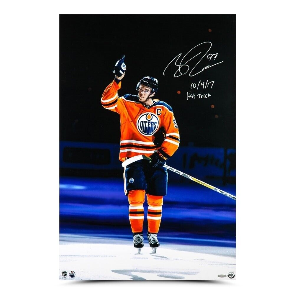 Connor McDavid Autographed 20X30 Photo Poster painting Opening Night Hat Trick