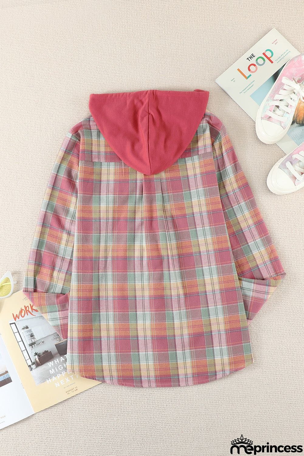 Plaid Hooded Shirt Coat