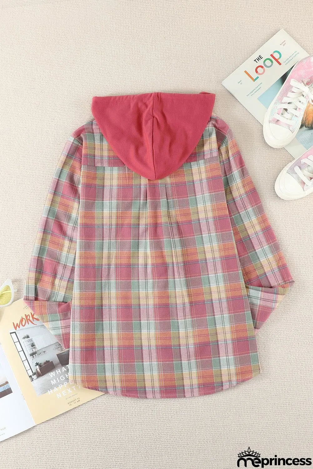 Plaid Hooded Shirt Coat