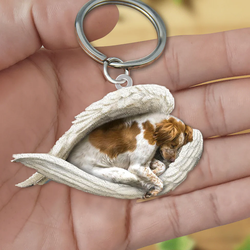 VigorDaily Sleeping Angel Acrylic Keychain Brittany Spaniel SA153