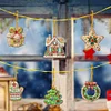 (US Local)6pcs Xmas Cookies  DIY Diamond Painting Art Pendant Wall Door Decoration