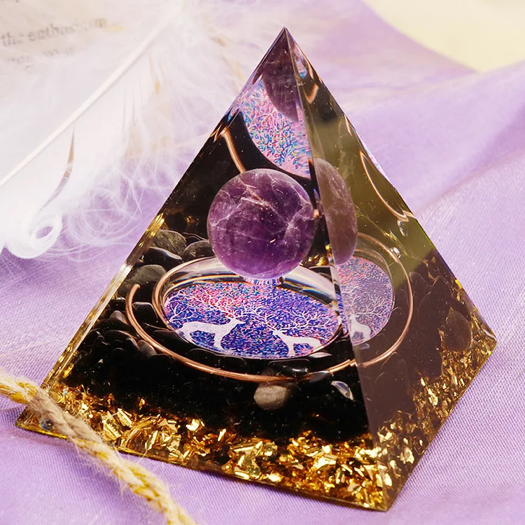 Amethyst Obsidian Orgone Pyramid
