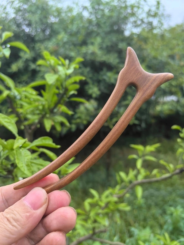 U-shaped Double Hairpin Handmade Sandalwood Hairpin Plate Headdress Simple Modern Wood Hairpin Chinese Clothing Antique Accessories Hairpin