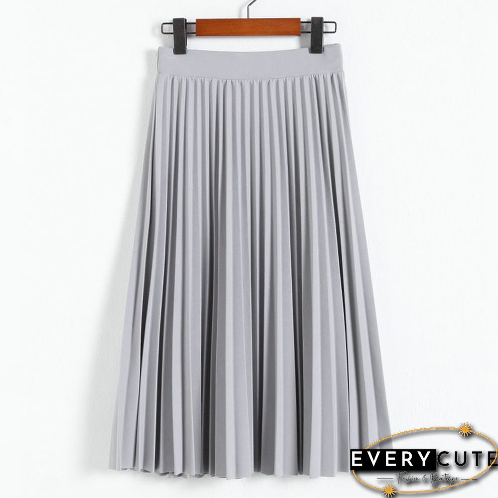 Spring And Autumn New Fashion Women's High Waist Pleated Solid Color Half Length Elastic Skirt Promotions Lady Black Pink