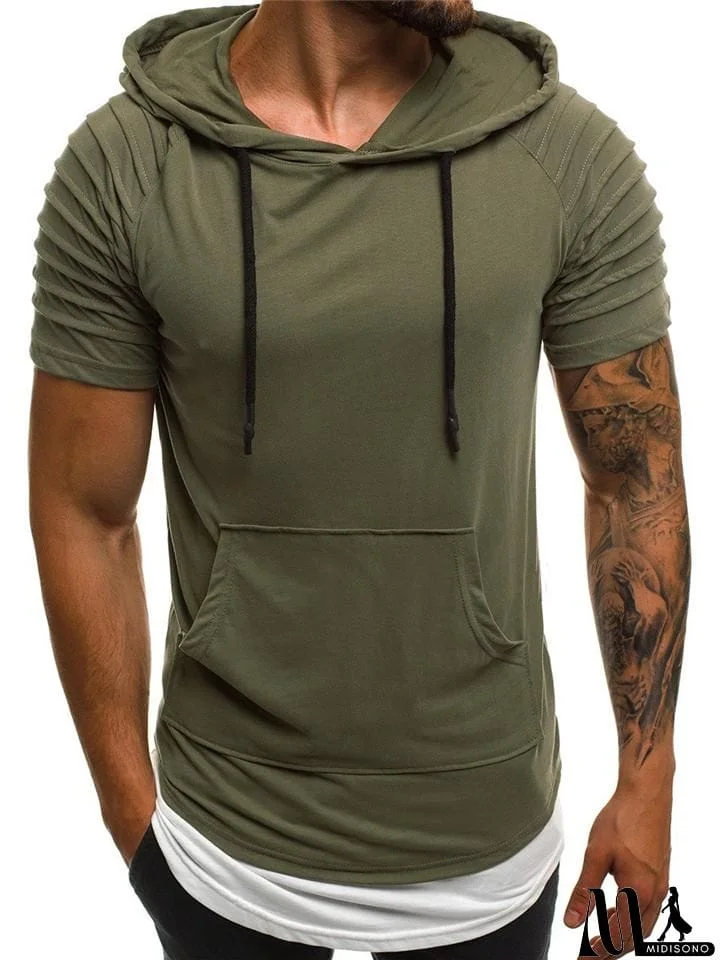 MidiSono - Men's Short Sleeve Hooded Tops