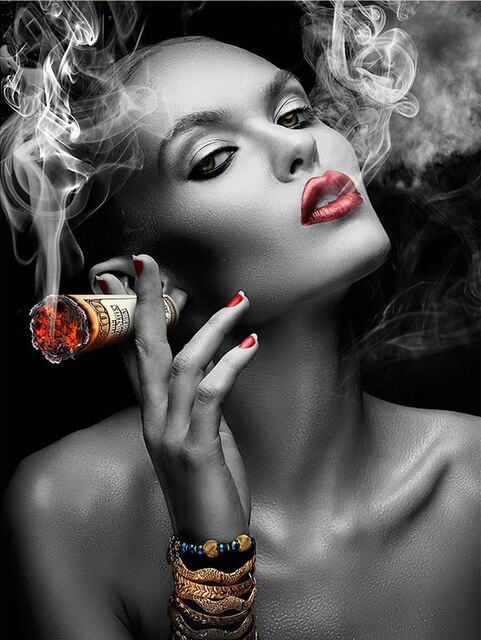 Large Size Black and White Sexy Smoking Woman Poster Mural Family Bedroom Children's Room Wall Decoration Canvas Art (no Frame)