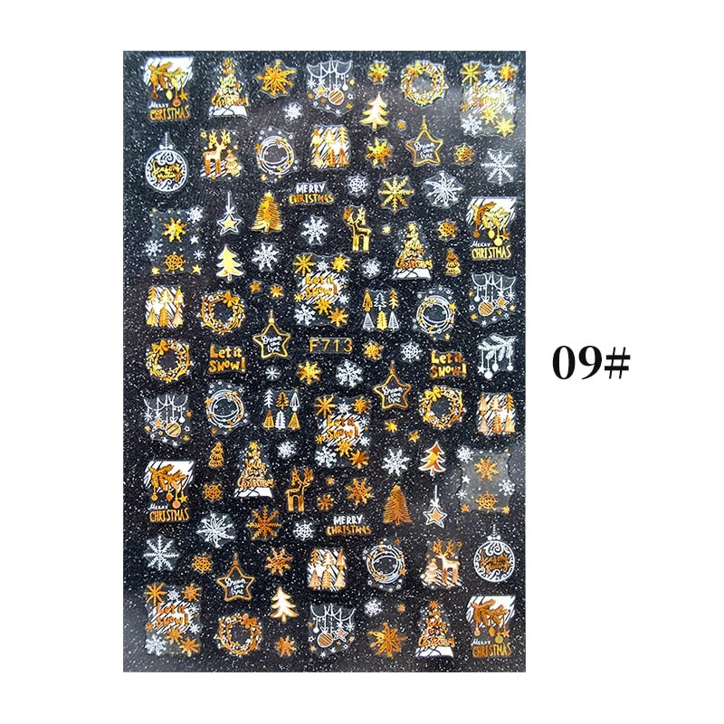 2021 NEW Christmas Slider Nail Art Water Decals Decoration Snowflake Nail Art Sticker DIY Manicures Water Transfer Foil Xmas Gif-Nail Inspo