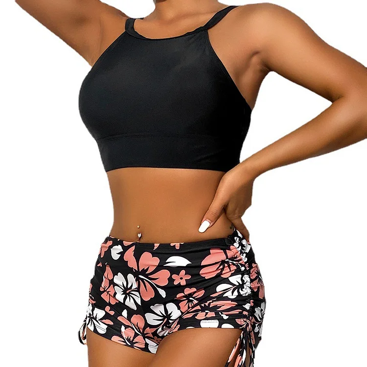 PASUXI Printed shorts sexy bikini split swimsuit swimsuit female huanwei