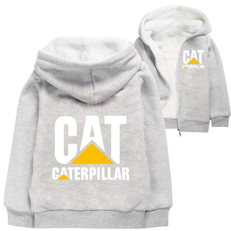 Mayoulove Cat Caterpillar Print Girls Boys Zip Up Fleece Lined Cotton Hoodie-Mayoulove