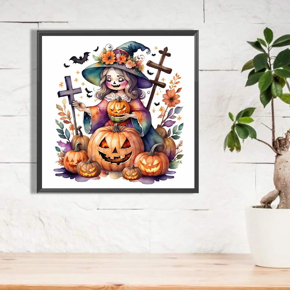 Diamond Painting - Full Round Drill - Witch Pumpkin(Canvas|40*40cm)