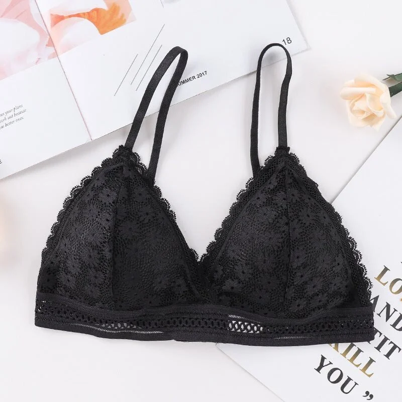 Women's Lace Bra Beauty Without Underwire Wrap Back Comfortable Chest Daisy Bra Stretch Triangle Coaster Underwear