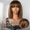 Glueless Brazilian Hightlight Brown Straight Hair BOB Wigs With Bangs