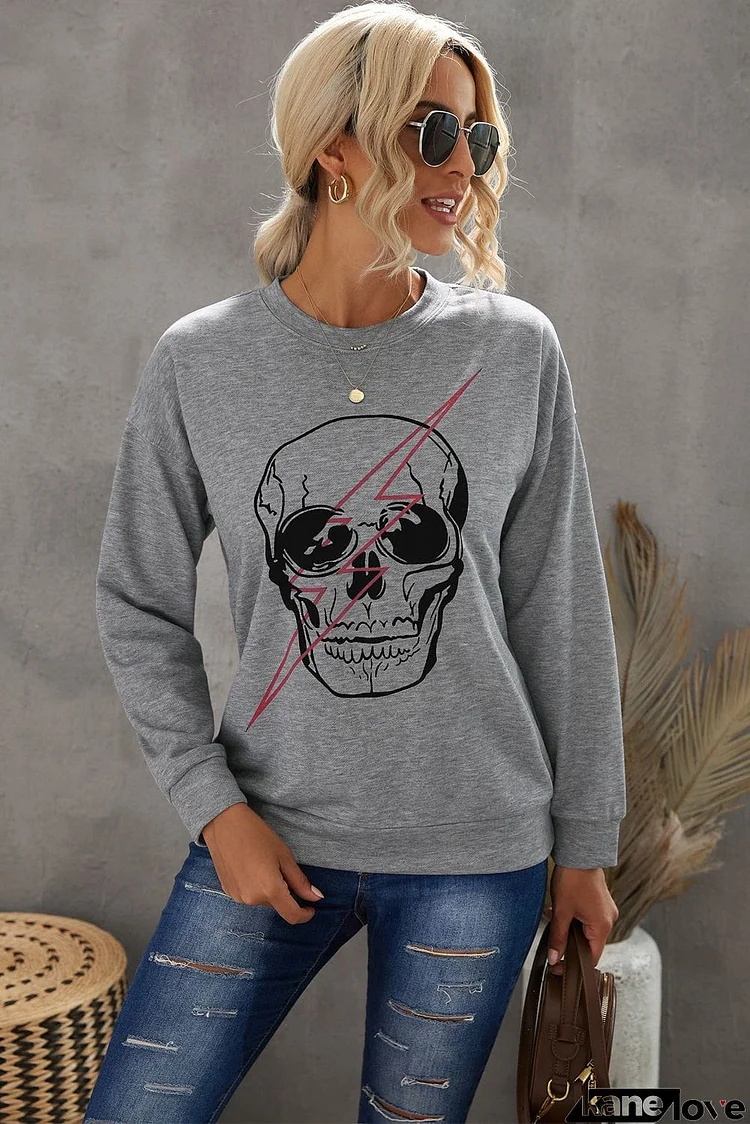 Halloween Skull Graphic Sweatshirt