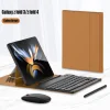 Suitable For Samsung Z Fold3/Z Fold4 Bluetooth Keyboard Plain Leather Case With Wireless Mouse Ultra-Thin Bracket