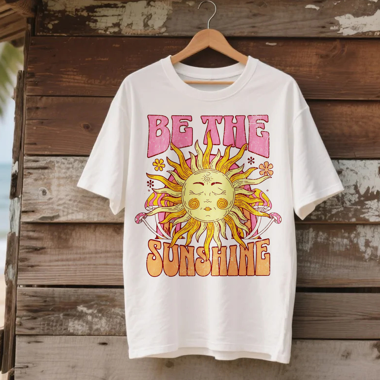 Loose And Comfortable Cotton Be The Sunshine Printed T-shirt