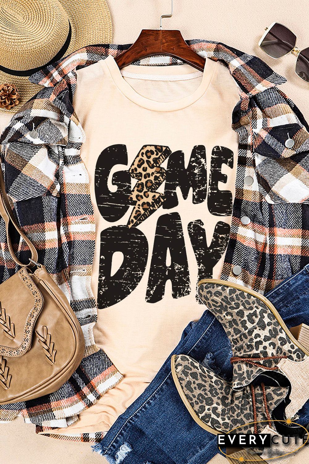 Khaki Game Day Football Season Trendy T Shirt