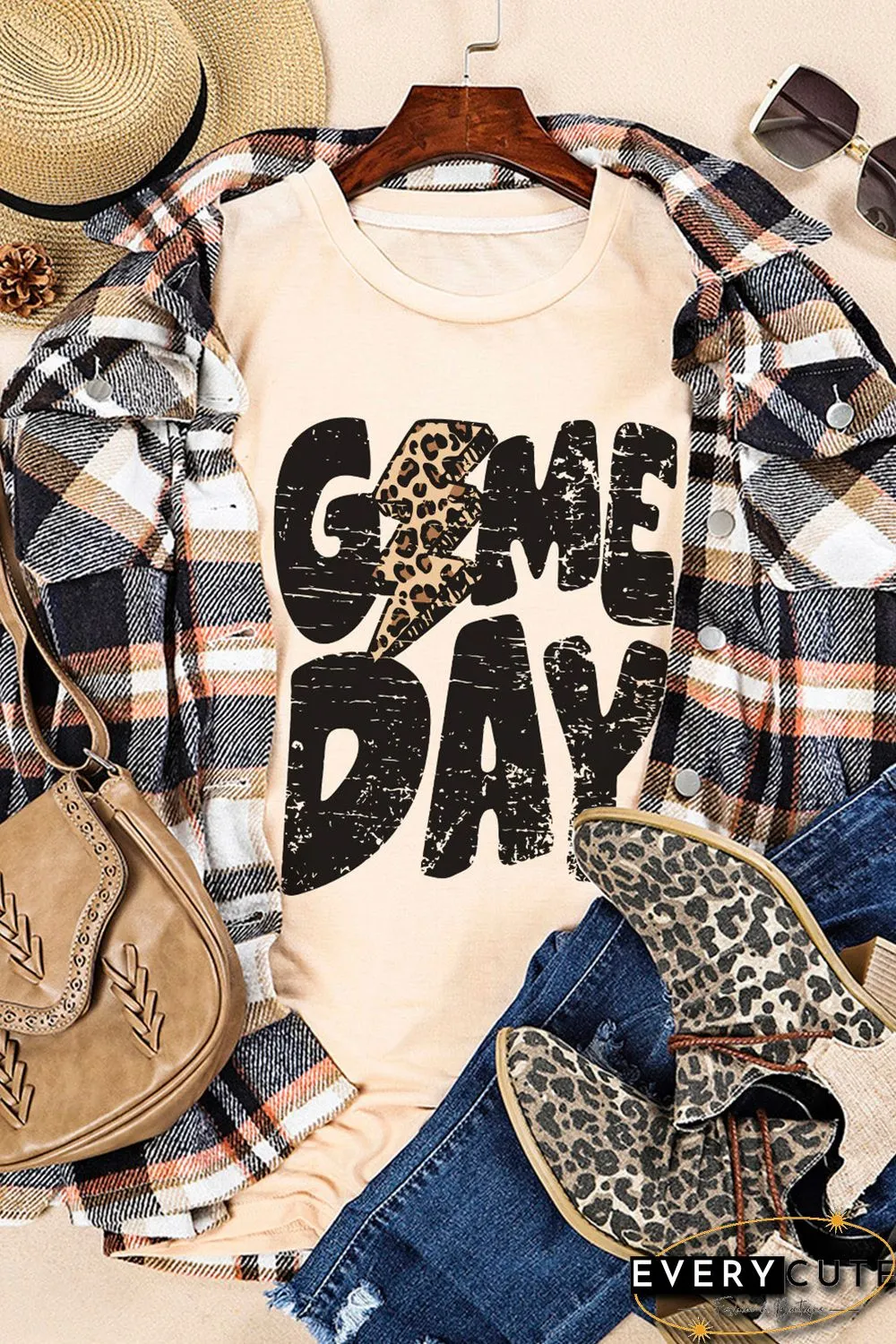 Khaki Game Day Football Season Trendy T Shirt