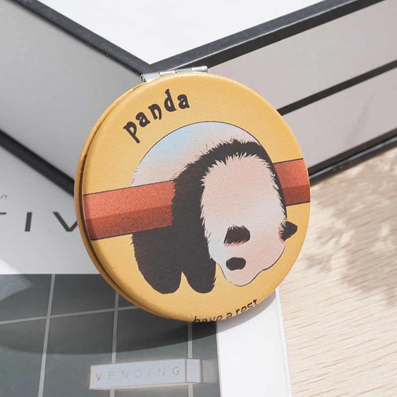 Cartoon Double-sided Portable Makeup Mirror Round Mini Mirror Bag Makeup Mirror Student Women Folding Small Mirror