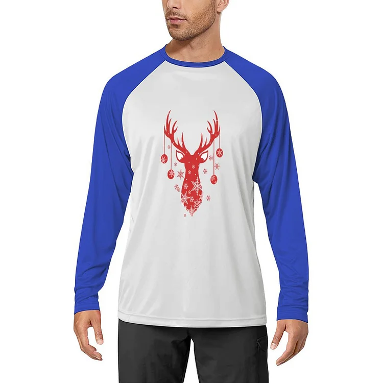 Men's Long Sleeve T-Shirt Christmas Red Reindeer Snow  customized, personalized, gift