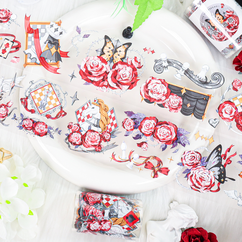 PET 테이프 - 60mm*200cm 빈티지 장미꽃 카드