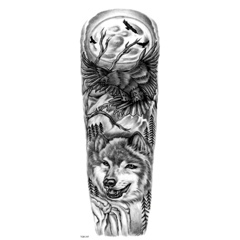 Fake Tattoo Dragon For Men Waterproof Sleeves Angel Tiger Snake Animal Stickers Waterproof Temporary Tattoos Skeleton Hand