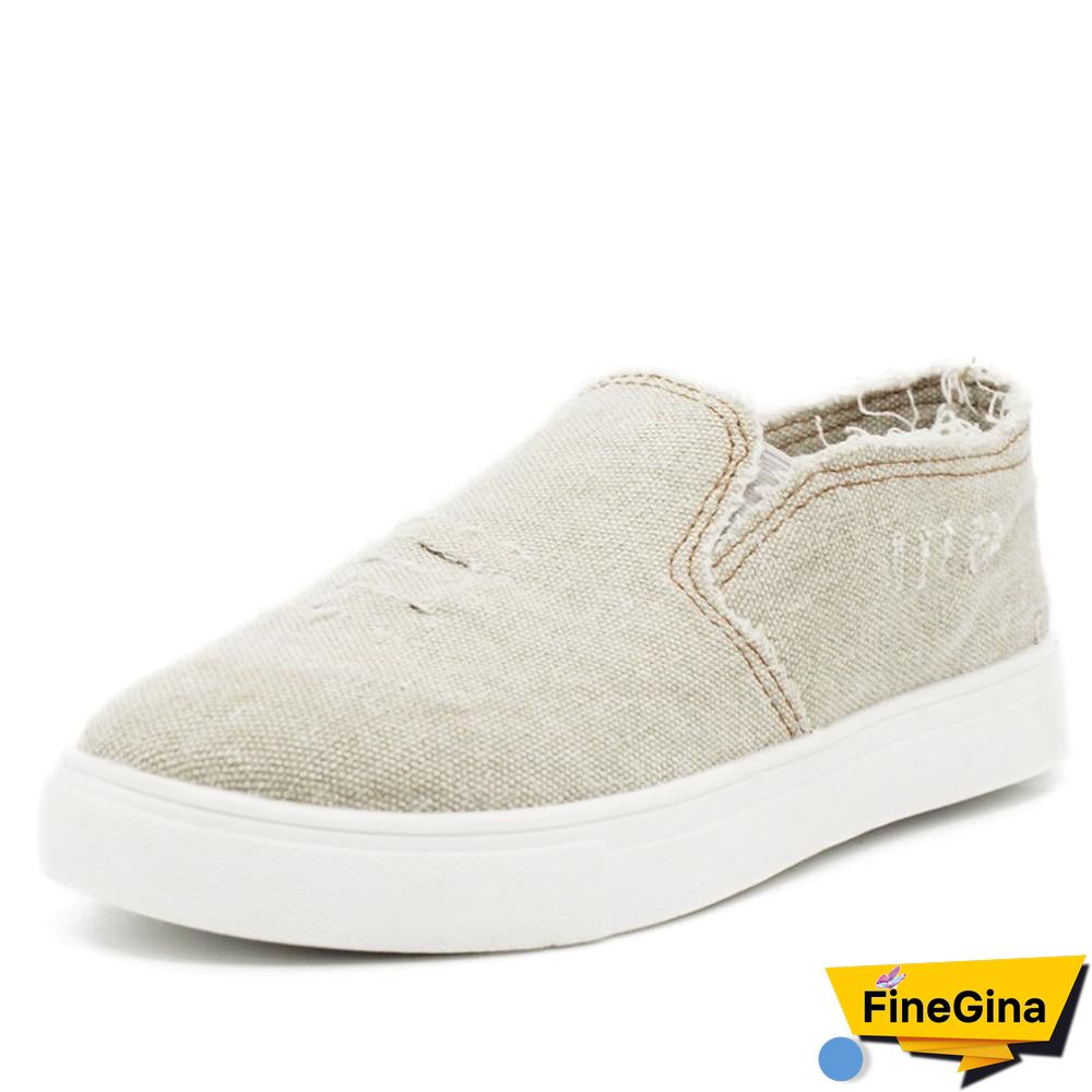 Women Denim Canvas Casual Platform Breathable Footwear Classic Loafers A Pedal Lazy Sneakers Shoes