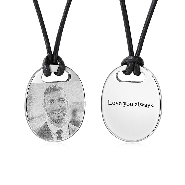 Personalized Custom Photo and Text Stainless Steel Men's Necklace Father's Day Gift for Dad