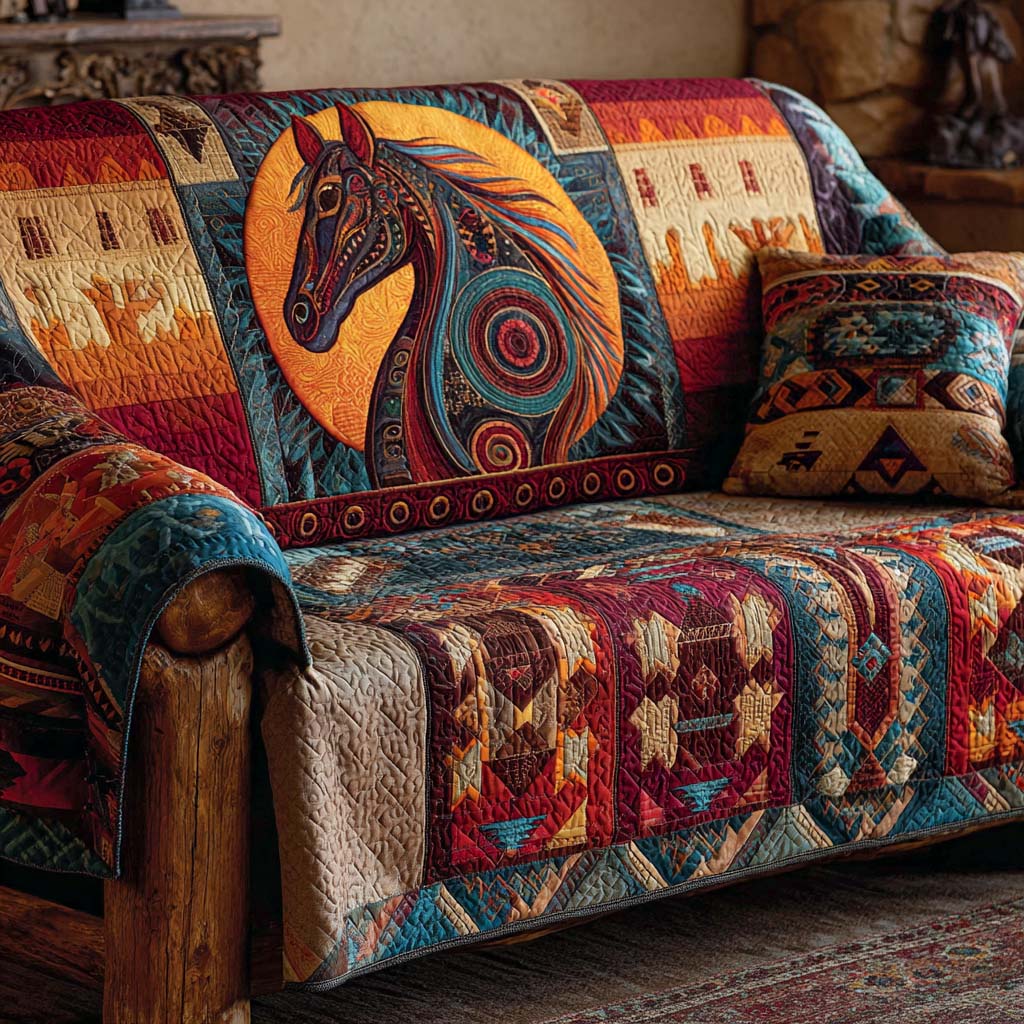 Rustic Canyon Horse Quilted Sofa Cover NCU0XD1826 everthome