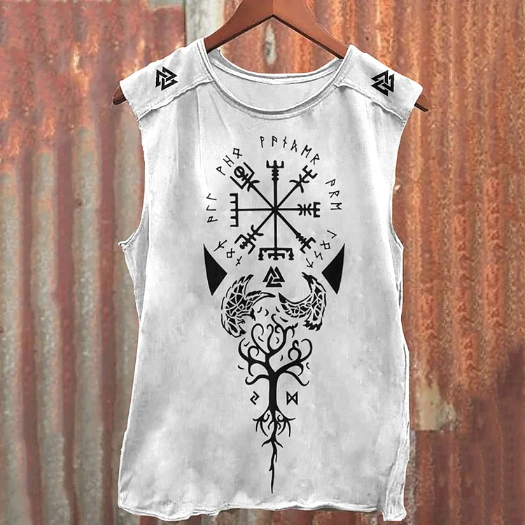 Comstylish Vintage Viking Totem Print Tank Top