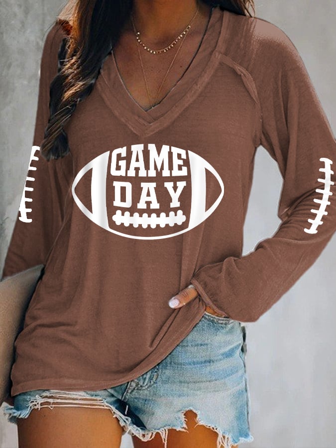 Women's Football Fans Gameday Casual Long-Sleeve Top