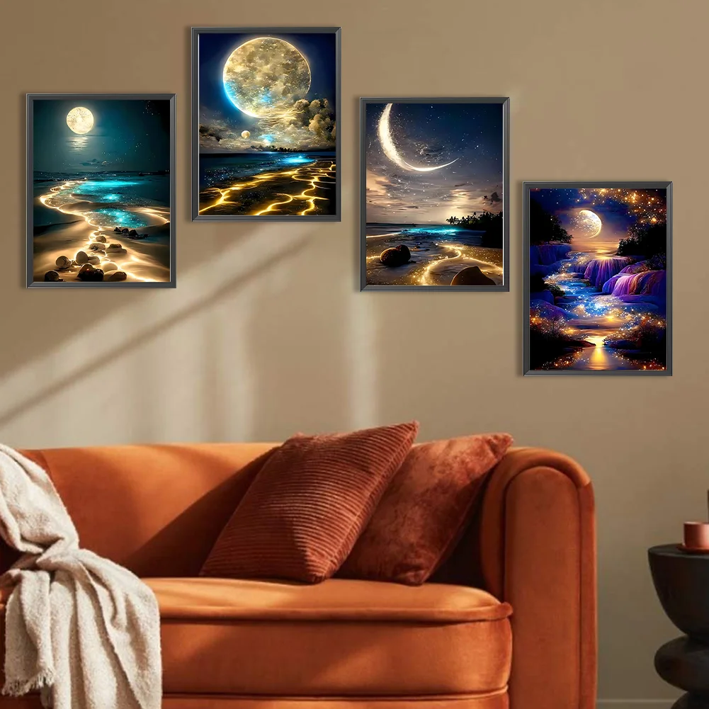 4pcs Diamond Painting - Full Round Drill - Moonlight(Canvas|30*40cm)