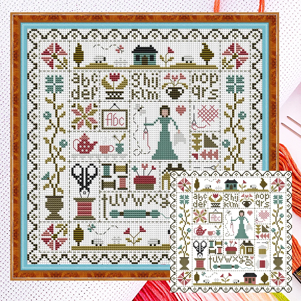 Sewing Cross Stitch Kit 28x28cm DIY 11CT Thread Art White Fabric Decor