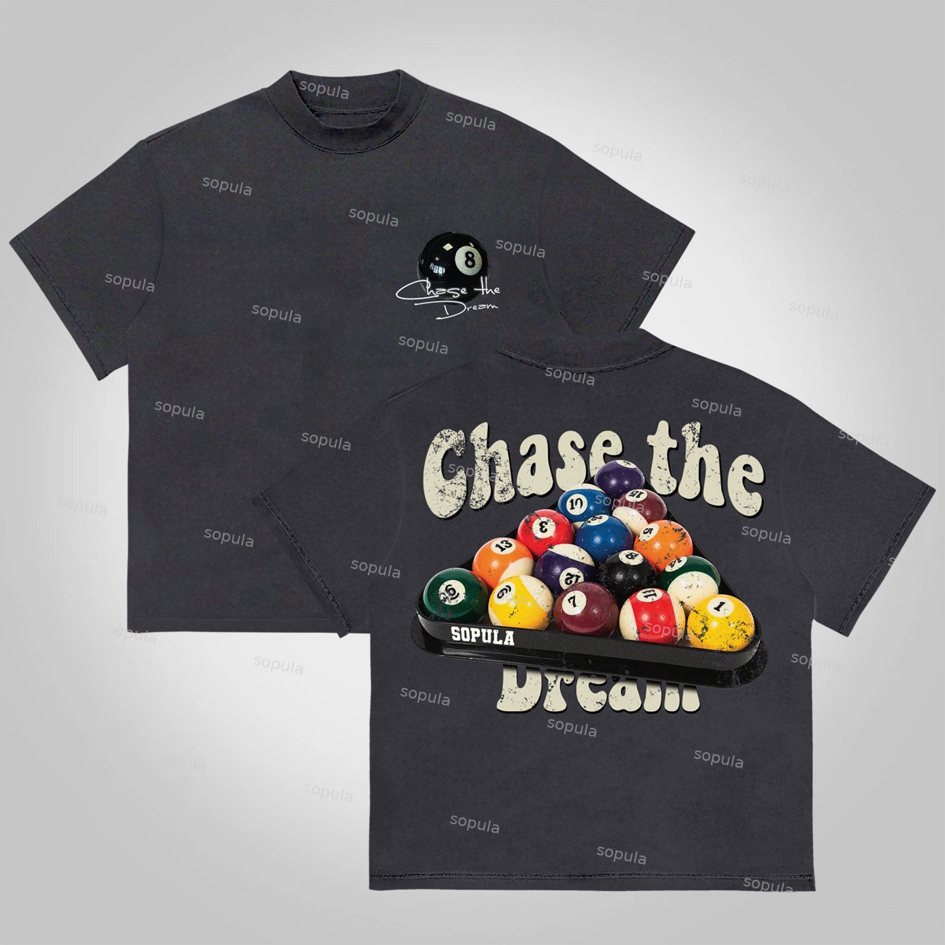 Sopula Chase The Dream Vintage Billiards Graphics Cotton T-Shirt - Sopula｜Premium Graphic Tees & Graphic Clothing