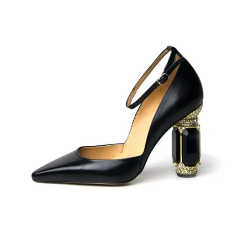 TAAFO Women's Shoes Black 105cm Pointed Toe Pumps Nude Shoes Show Banquet Shoes