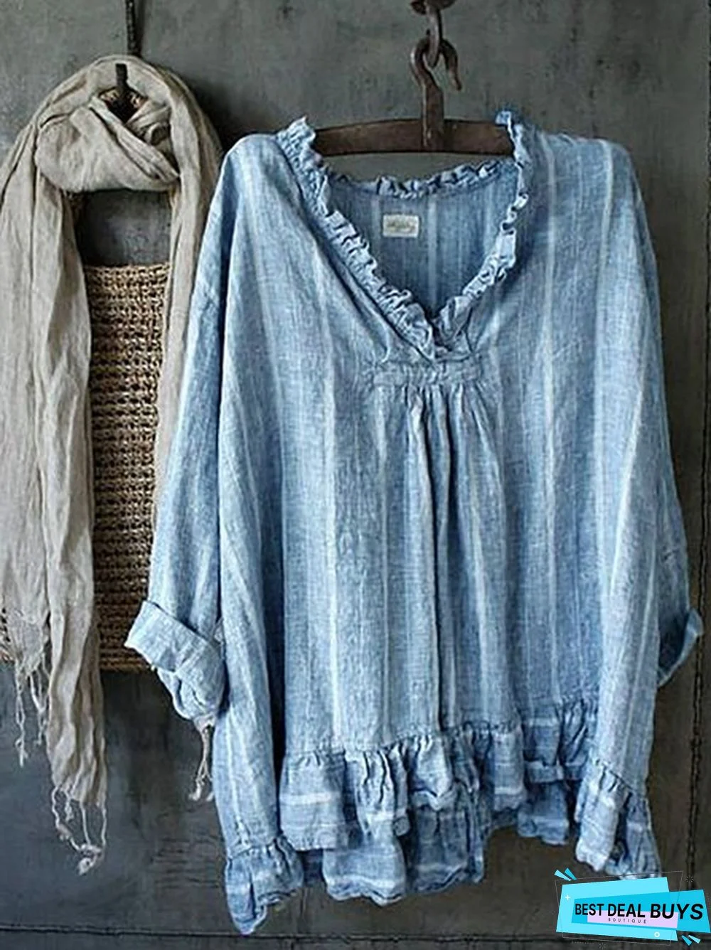 Women Cotton Shift Long Sleeve Top