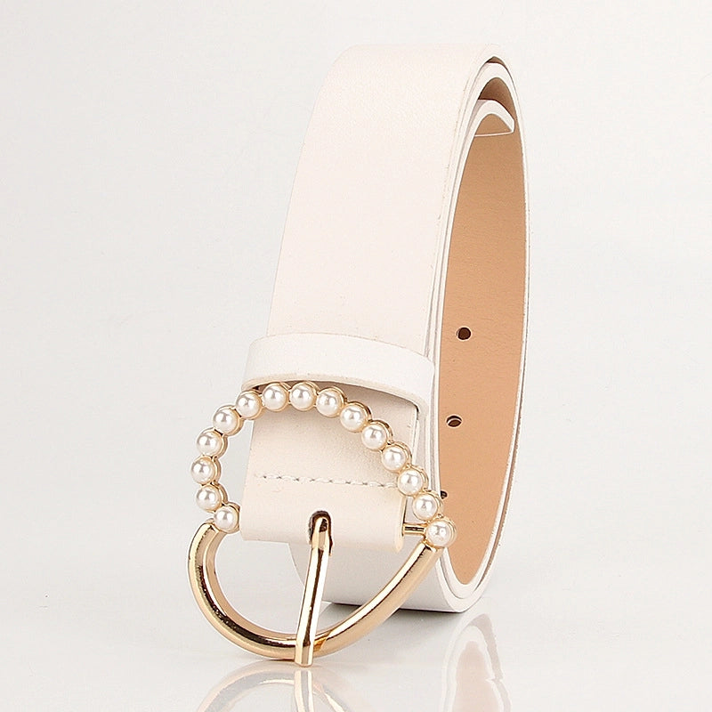 Minimalist Solid Color Imitation Leather Alloy Women’s Leather Belts