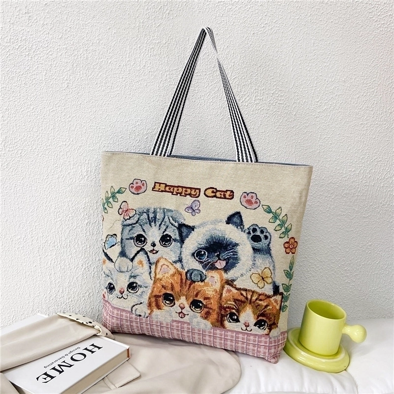 Unisex Vintage Style Portrait Animal Canvas Shopping Bags