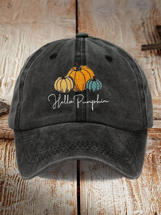 Unisex Autumn Pumpkin Embroidery Print Hat