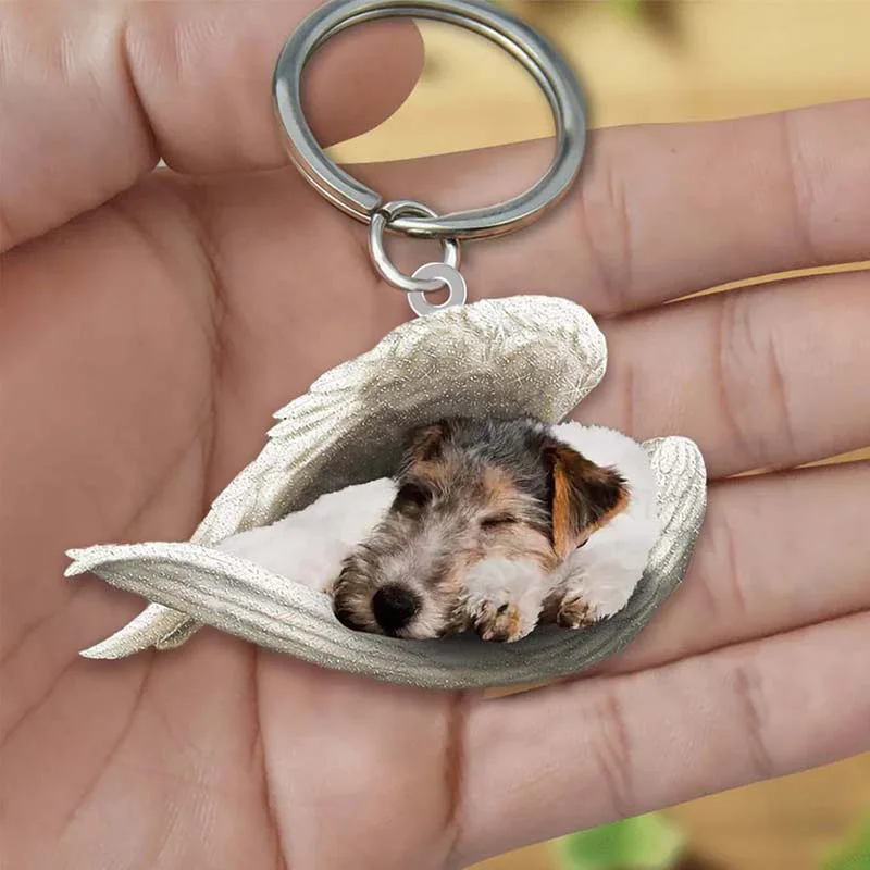 VigorDaily Sleeping Angel Acrylic Keychain Fox Terrier SA151