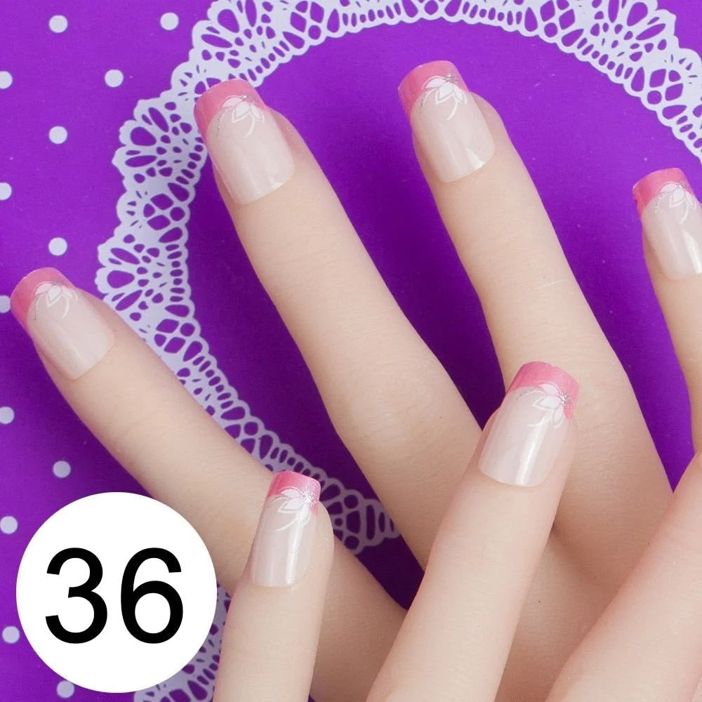 With 1 Piece Of Nail Adhesive Tape 24pcs/Box Press On Nail Art Tips Full Cover 10 Sizes False Nail Art Wedding Nails-Nail Inspo