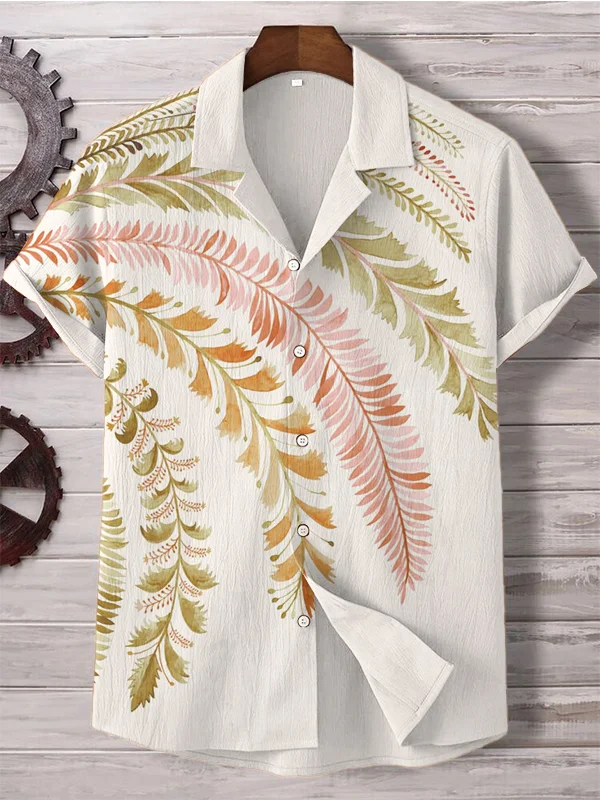 Men's Tropical Palm Leaves Watercolor Art Print Shirt