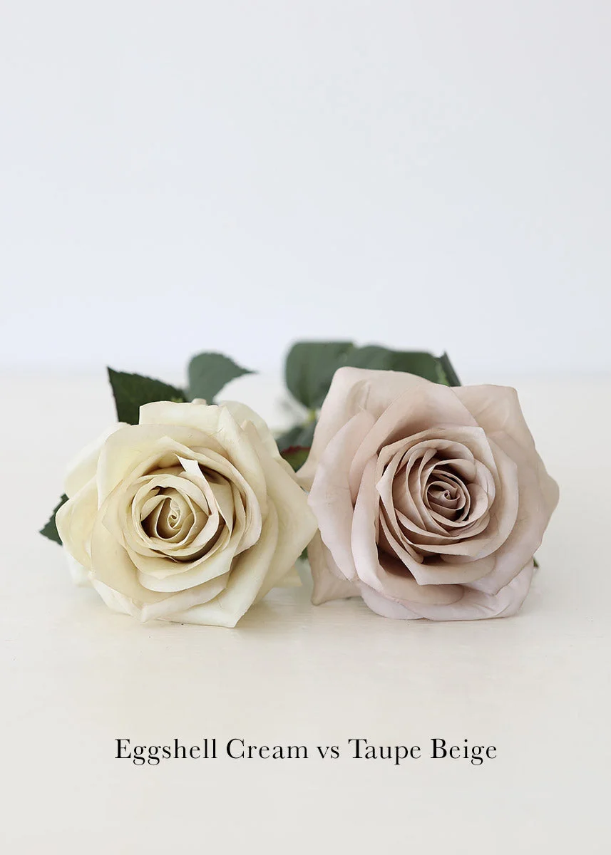 Artificial Rose in Eggshell Cream - 21.5"
