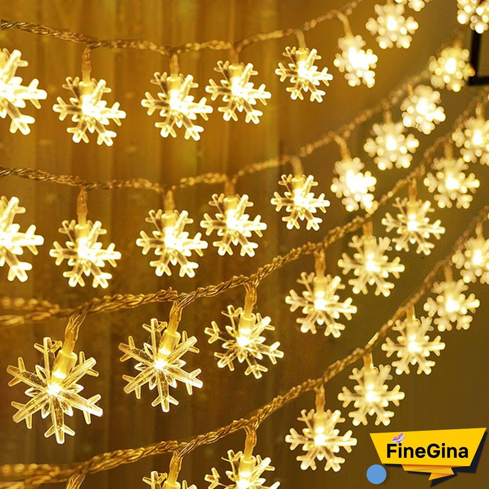 Battery Operated Snowflake Fairy String Lights For Indoor Outdoor Home Bedroom Patio Room Garden Party Xmas Christmas Tree Decorations(Battery Is Not Include)